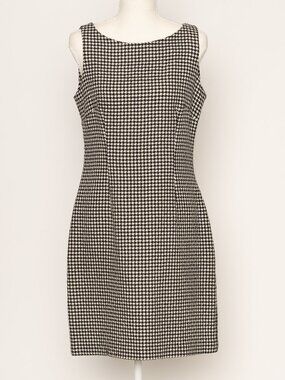 Vintage 80s J.B.S. Ltd. Houndstooth Sheath Dress Petite Small Retro Mod Office